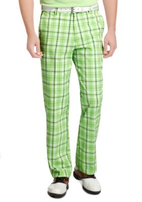 Izod Golf Flat Front Plaid Pants
