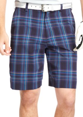 Izod Golf Flat Front Plaid Shorts