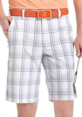Izod Golf Flat Front Plaid Shorts