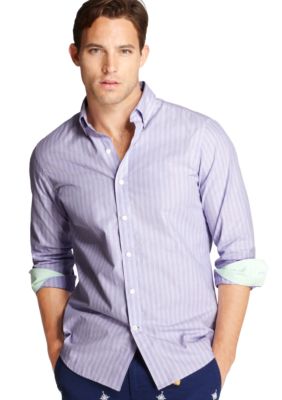 Izod Button Down Slim Fit Stripe Woven Shirt