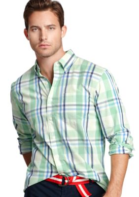Izod Long Sleeve Button Down Plaid Shirt