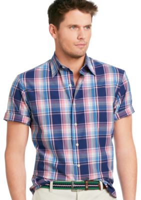 Izod Saltwater Point Collar Poplin Plaid