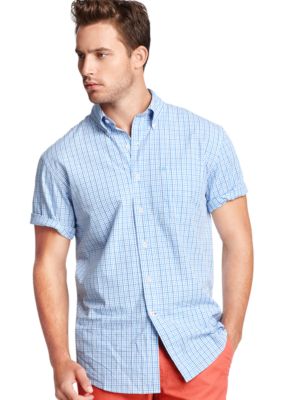 Izod Saltwater Poplin Thin Plaid Shirt