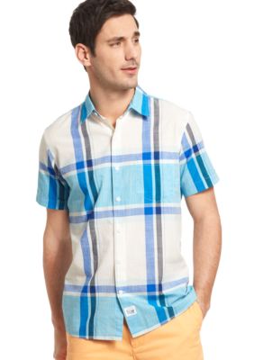 Izod Slim Fit Plaid Point Slub Shirt
