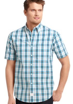 Izod Short Sleeve Plaid Button Down