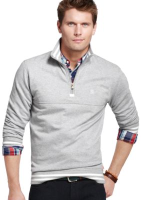 Izod French Terry Stripe 1/4 Zip Pullover