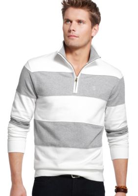 Izod French Terry Stripe Mock Pullover