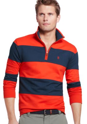 Izod French Terry Stripe Mock Pullover