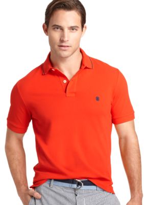 Izod Short Sleeve Slim Solid Tipped Pique Polo