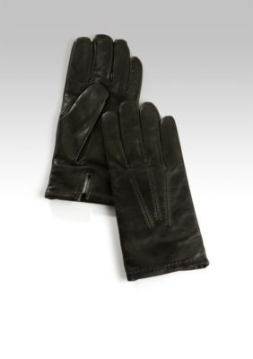 Totes Isotoner Smooth Leather Cashmere Lined Glove