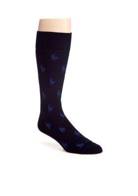 Polo Ralph Lauren Allover Pony Pima Cotton Socks - Single Pair