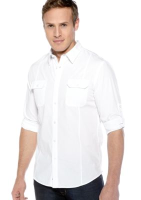 DKNY Jeans Roll Tab Solid Sport Shirt