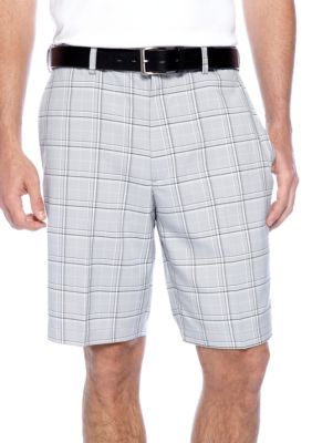 Haggar&reg; Cool 18 Microfiber Plaid Plain Front Shorts
