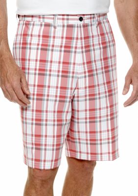 Haggar Big & Tall Cool 18 Plaid Shorts