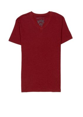 Red Camel V-Neck Ringer Tee