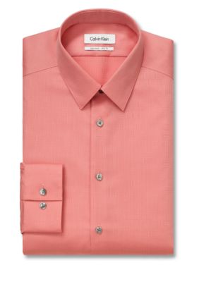 Calvin Klein Slim Fit Non-Iron Textured Solid Dress Shirt