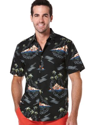 Cubavera Retro Tropical Print Woven Shirt