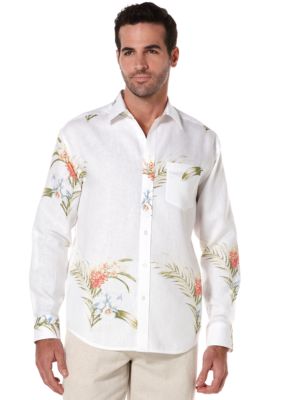Cubavera Linen Floral Long Sleeve Shirt