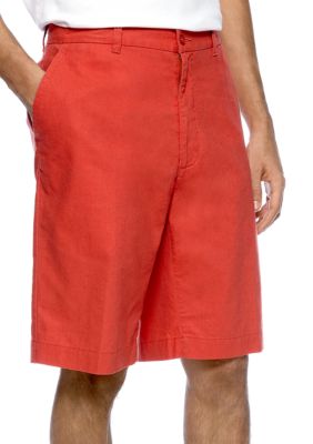Cubavera Flat Front Color Linen Shorts