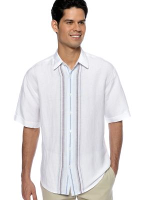 Cubavera Linen Engineered Placket Stripe Shirt