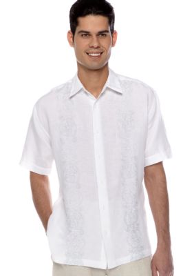 Cubavera Embroidered Panel Print Shirt