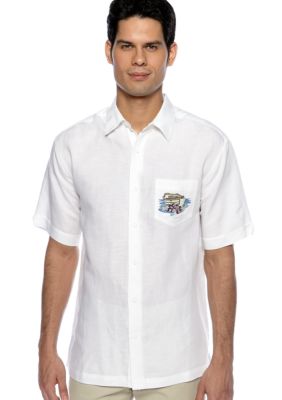 Cubavera Tropical Print Embroidered Shirt