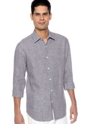 Cubavera Linen Gingham Plaid Shirt