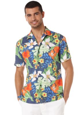 Cubavera Floral Print Woven Shirt