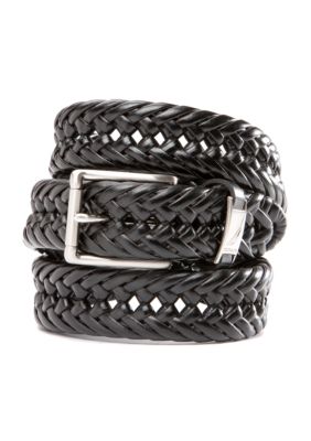 Nautica Leather Handlace Basket Weave Braided Dress Belt