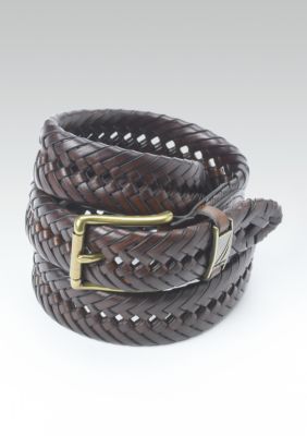 Nautica Leather Handlace Basket Weave Braided Dress Belt