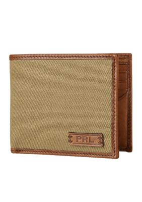 Polo Ralph Lauren Leather & Canvas Window Billfold Wallet