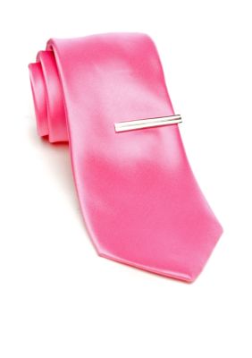 Madison Slim Solid Tie with Tie Bar