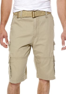 Plugg Canyon Belted Stacked Pocket Twill Cargo Shorts