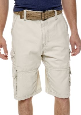 Plugg&trade; Canyon Belted Stacked Pocket Twill Cargo Shorts