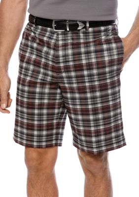 Greg Norman Collection Plaid Flat Front Tech Shorts