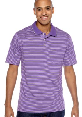 Saddlebred Big & Tall Stripe Jersey Pocket Polo
