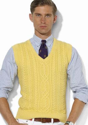 Polo Ralph Lauren Cotton-Cashmere V-Neck Cable Vest