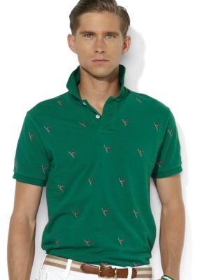 Polo Ralph Lauren Custom-Fit Embroidered-Flag Mesh Polo