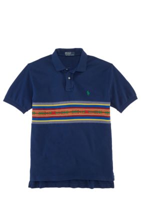 Polo Ralph Lauren Classic-Fit Jacquard Striped-Panel Mesh Polo