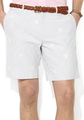 Polo Ralph Lauren Suffield Embroidered Silk-Cotton Seersucker Shorts