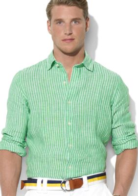 Polo Ralph Lauren Custom Spread-Collar Striped Linen Shirt