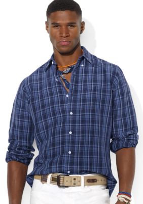 Polo Ralph Lauren Custom-Fit Plaid Silk-and-Linen Shirt