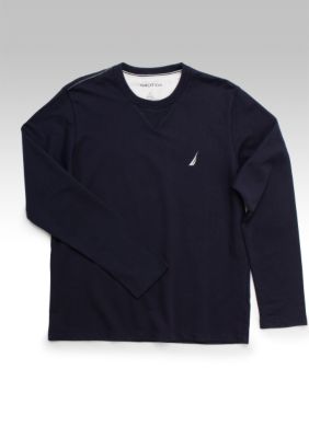 Nautica Solid French Terry Crew Neck Knit Fleece