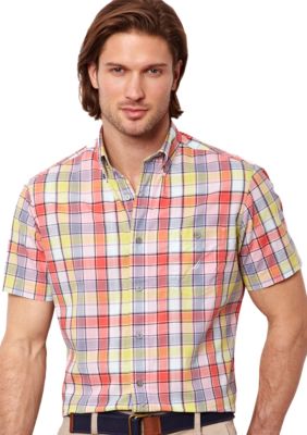 Nautica Big & Tall Madras Plaid Short Sleeve Shirt