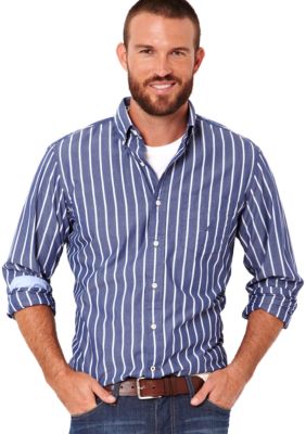 Nautica Poplin Mini Stripe Sport Shirt