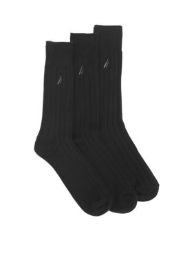 Nautica 3-Pack Classic Wide Rib Socks
