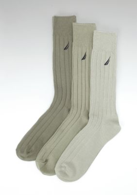 Nautica Classic Wide Rib  Casual  or Dress Sock - 3 pair pack