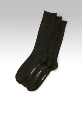 Nautica 3pk Solid Rib Socks