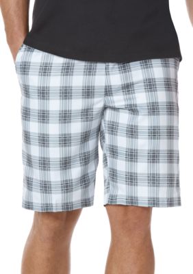 Savane White Grid Micro Print Shorts