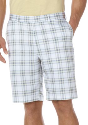 Savane White Grid Micro Print Shorts